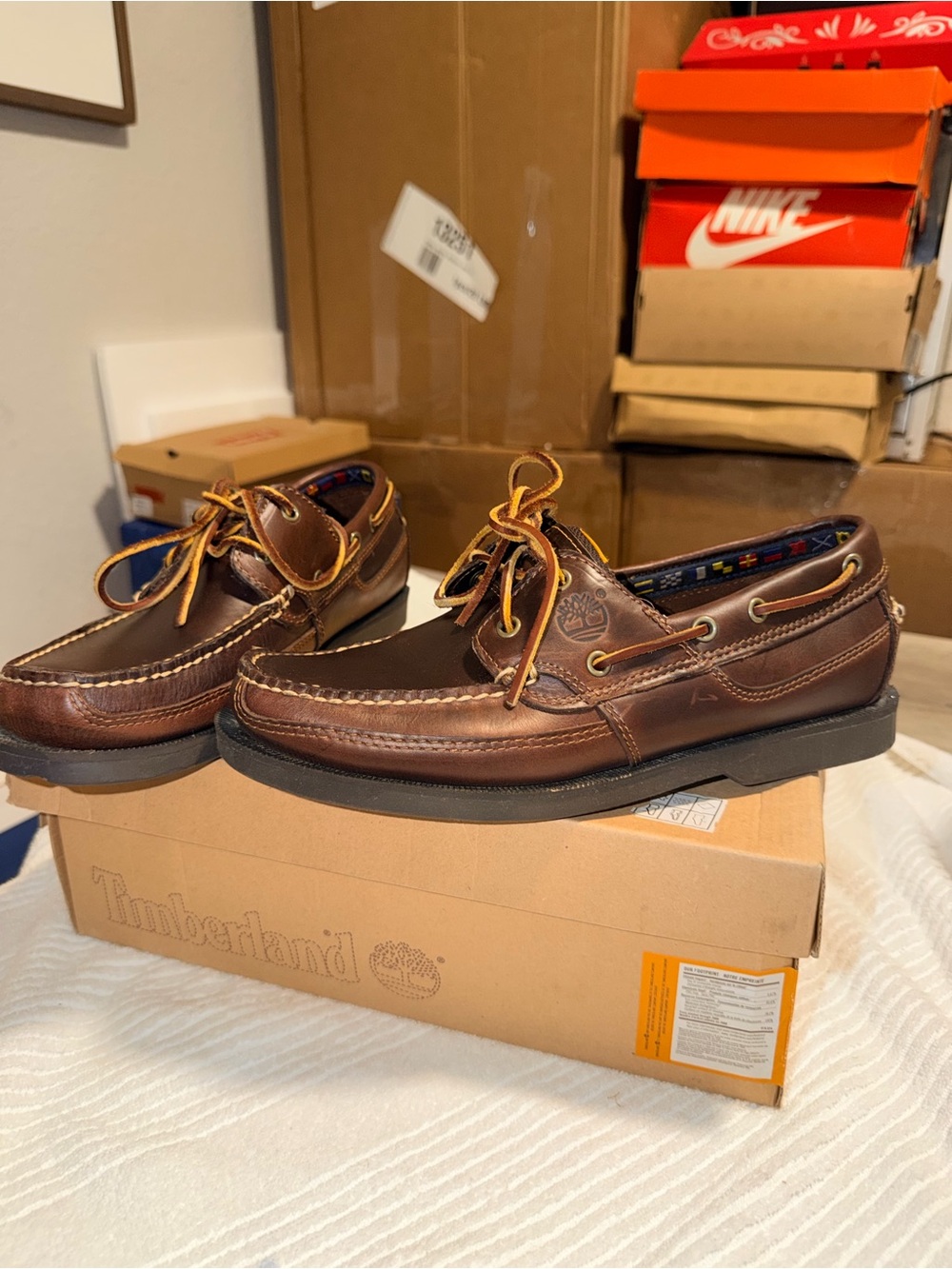 Timberland Kiawah Bay 2-Eye Leather Boat Shoes Brown Men’s 8.5